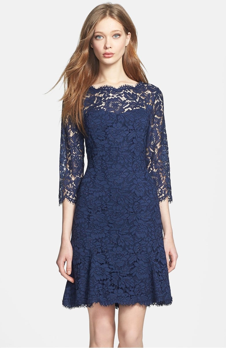 ELIZA J Lace Fit & Flare Dress Navy Blue fit and flare dresses spring summer 2017