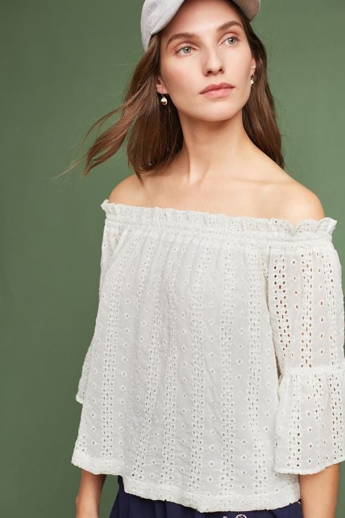 Floreat Off-The-Shoulder Eyelet Blouse White eyelet tops under $100