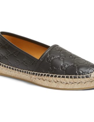 GUCCI Pilar Espadrille Flat Black Leather
