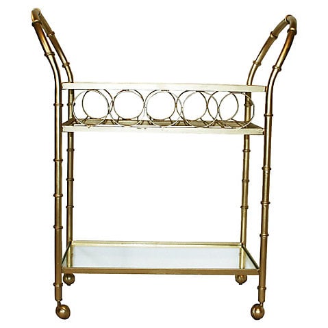 Gold Bamboo-Style Bar Cart Metallic Gold faux bamboo bar carts 