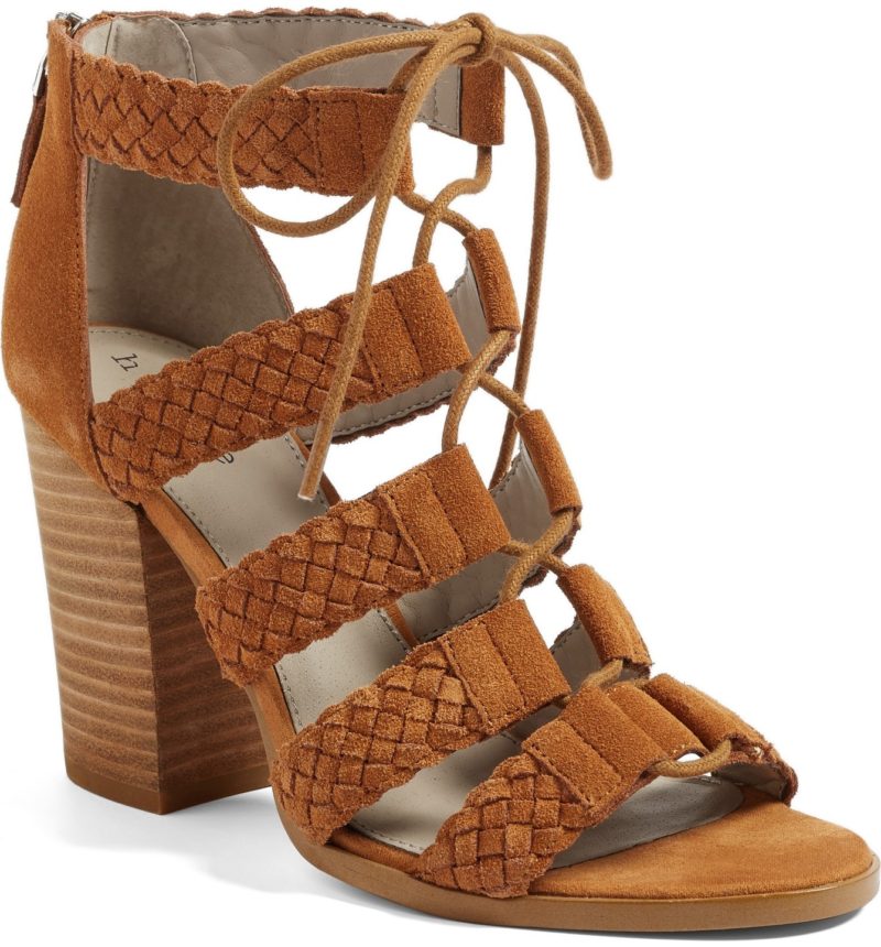 HINGE Desi Block Heel Sandal Cognac Suede Nordstrom half yearly sale