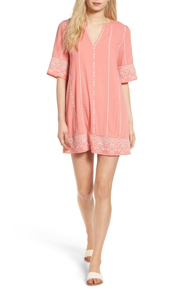 HINGE Embroidered Caftan Pink Blossom Ivory Combo casual embroidered dresses summer 2017