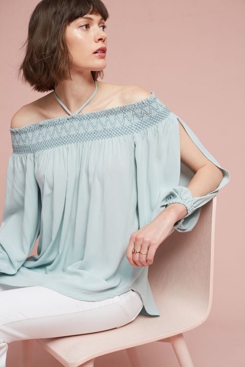 Holding Horses Rosario Off-The-Shoulder Top Blue Anthropologie Memorial day sale
