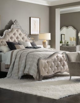Hooker Furniture JULIET TUFTED KING PANEL BED Gray Metallic Neiman Marcus Home Sale