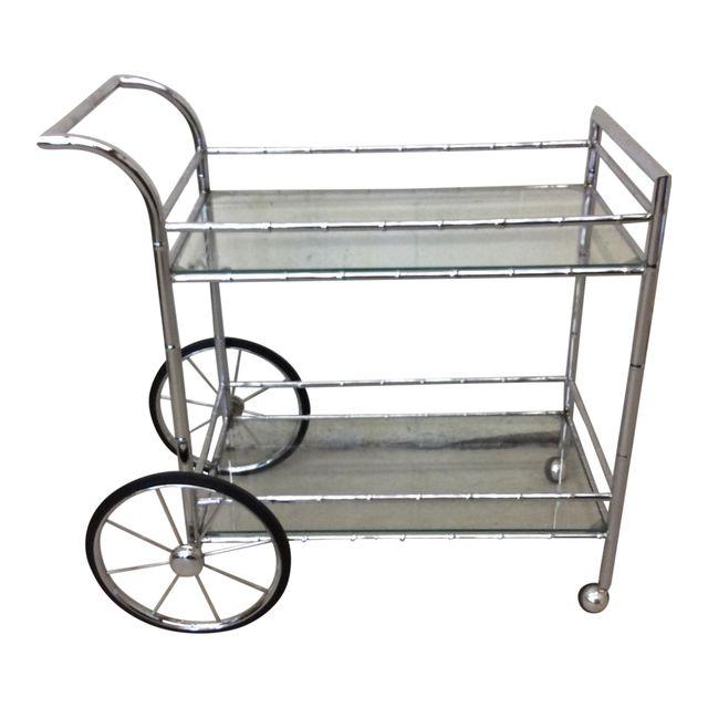 Italian Style Faux Bamboo Chrome Bar Cart faux bamboo bar carts 