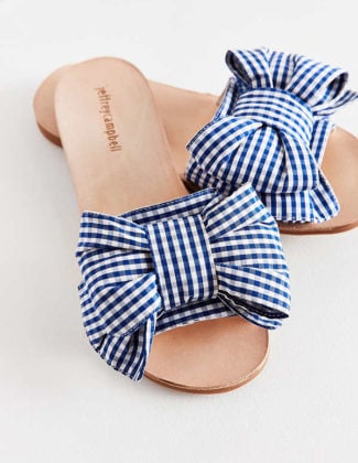 Jeffrey Campbell For UO Regalo Slide Blue Gingham sandals