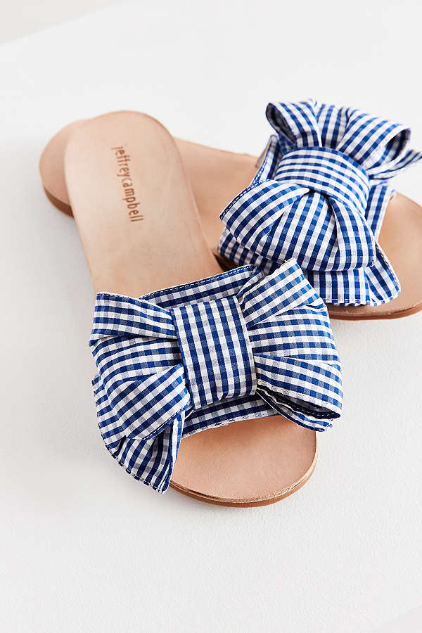 Jeffrey Campbell For UO Regalo Slide Blue Gingham sandals