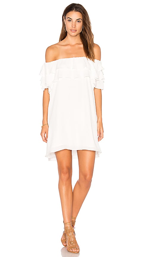 KRISA OFF SHOULDER RUFFLE DRESS White white off the shoulder dresses summer 2017