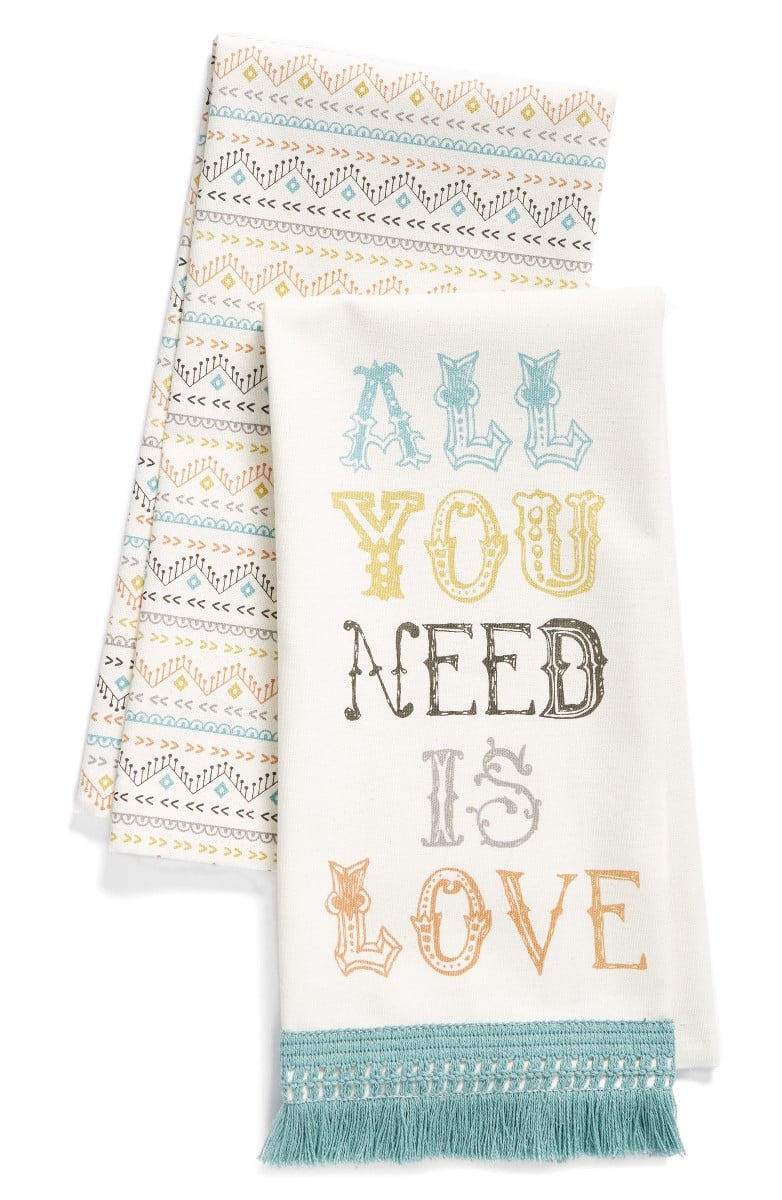 LEVTEX All You Need Is Love Set of 2 Dish Towels Blue Multi Nordstrom half yearly sale