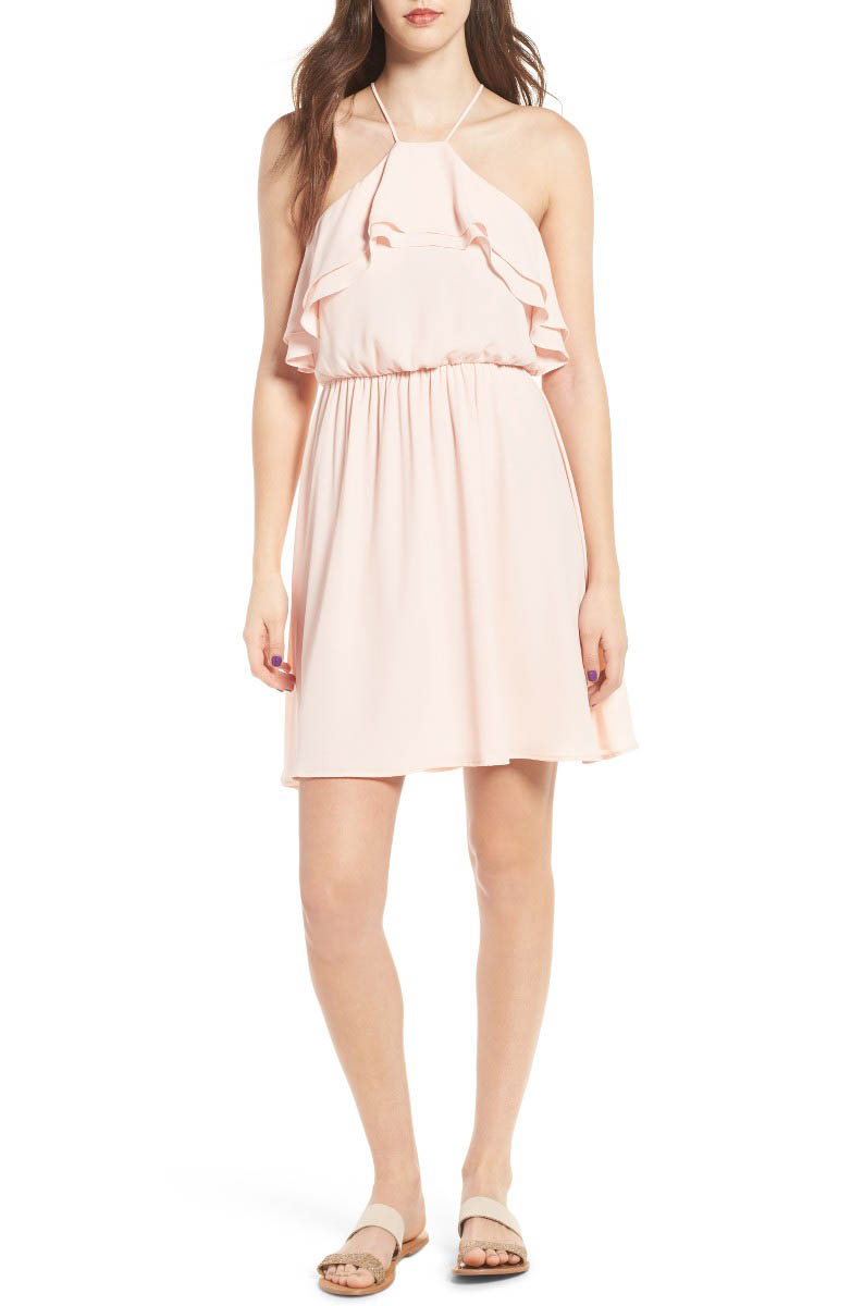 LUSH Ruffle Blouson Dress Pale Dogwood Nordstrom half yearly sale