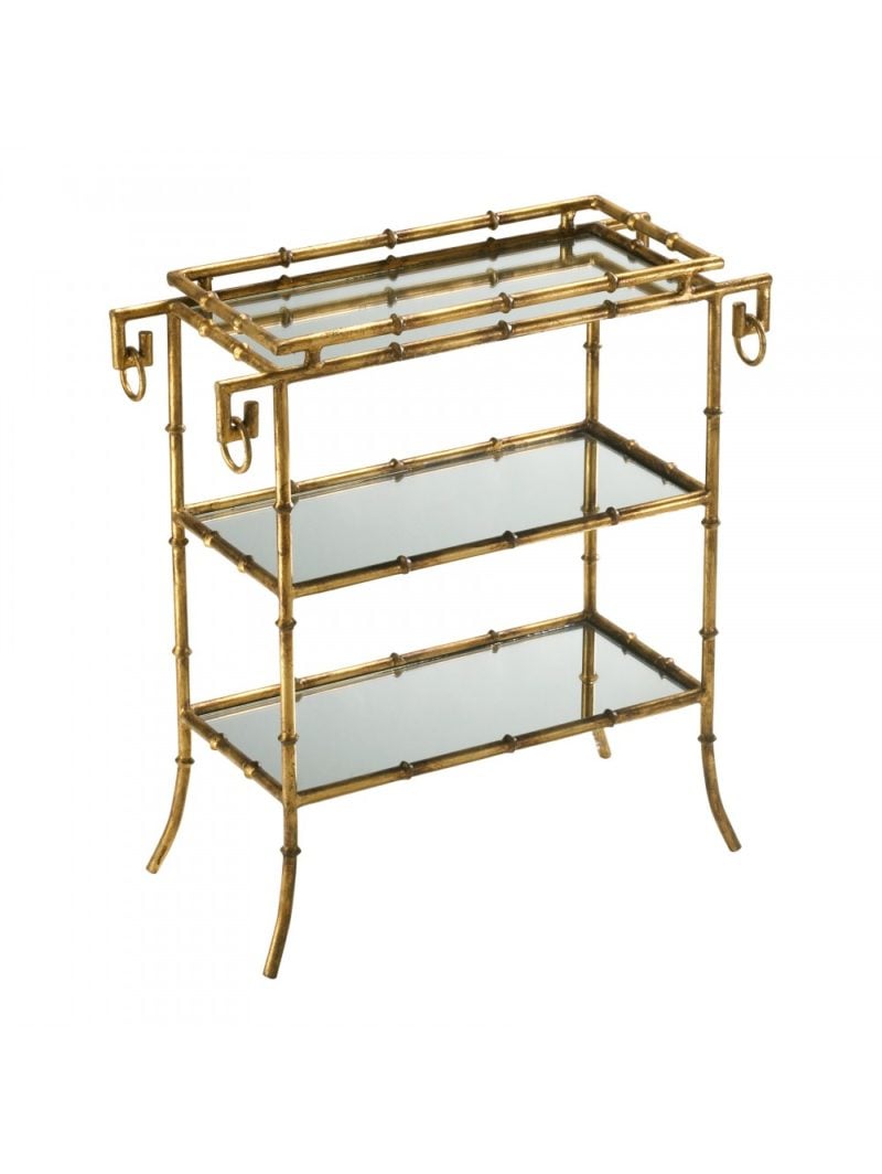 Lulu & Georgia MIRRORED BAMBOO TRAY TABLE faux bamboo bar carts 