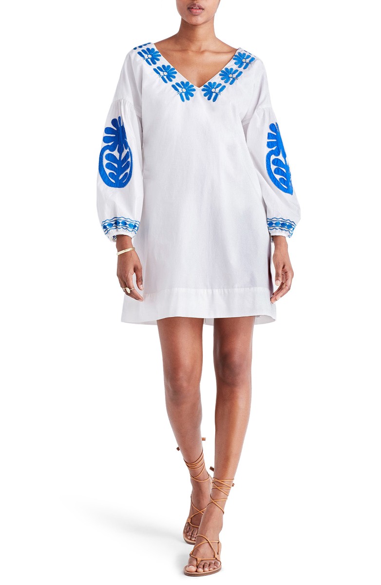 MADEWELL Embroidered Appliqué Shift Dress Eyelet White casual embroidered dresses for summer 2017