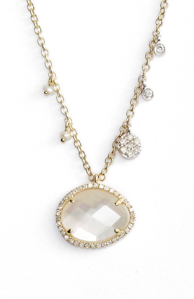 MEIRA T Stone Pendant Necklace Yellow Gold Mother Of Pearl Nordstrom half yearly sale