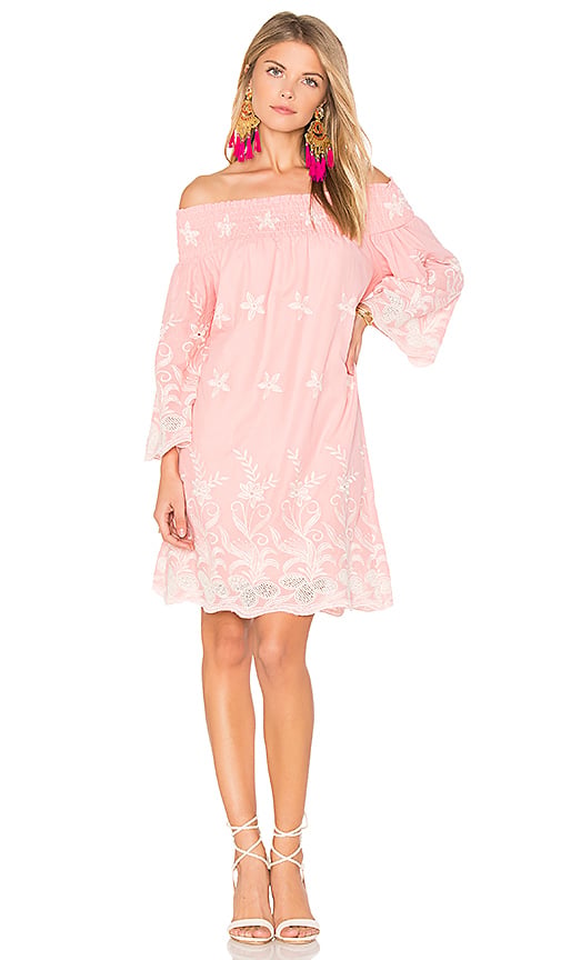 MISA LOS ANGELES Angelica Off The Shoulder Dress Pink casual embroidered dresses summer 2017