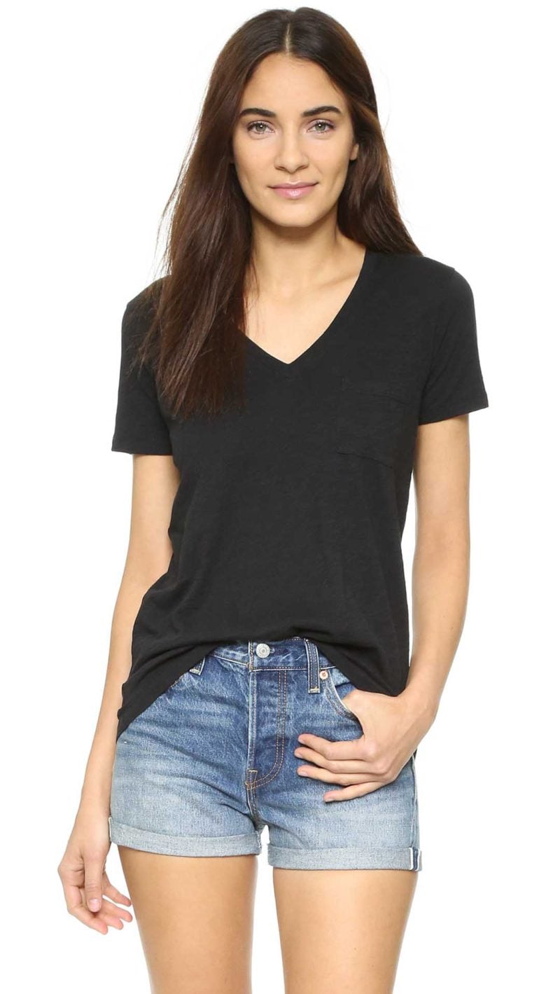 Madewell Whisper Cotton V Neck Pocket Tee True Black Shopbop Surprise Sale