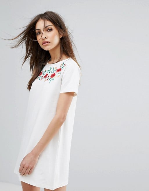 Mango Embroidered T-Shirt Dress White casual embroidered dresses summer 2017