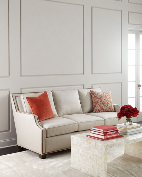 Massoud EYRE SOFA Light Beige Nailhead Trim Horchow memorial day sale