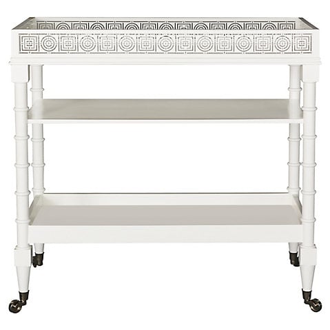 Mayfair Bar Cart White Bamboo style legs faux bamboo bar carts 