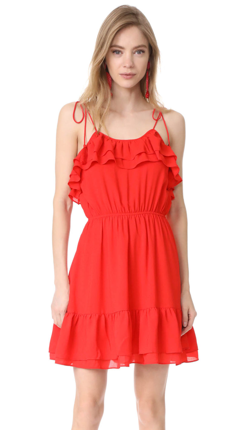 Moon River Sleeveless Ruffle Dress Red ruffle hem dresses summer wedding guest 2017