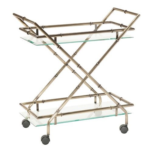 OSP Designs Lanai Bar Cart Metallic faux bamboo frame