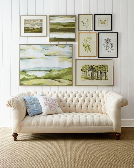 Old Hickory Tannery Ellsworth Neutral Tufted Sofa Neiman Marcus Home Sale