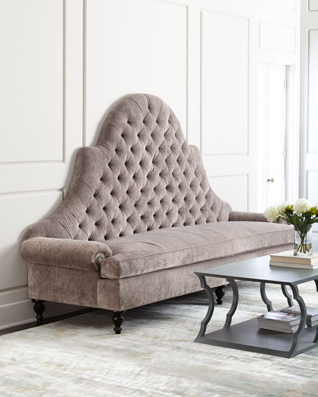 Old Hickory Tannery REGENCY TUFTED SOFA Charcoal Neiman Marcus Home Sale