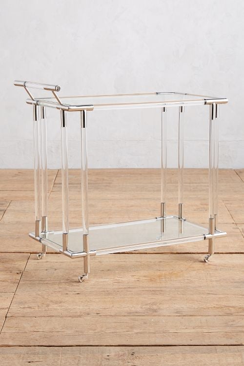 Oscarine Lucite Bar Cart Grey Anthropologie memorial day sale