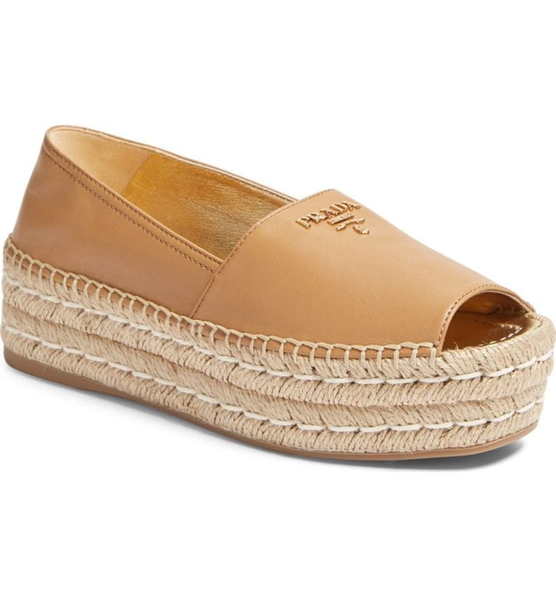 PRADA Peep Toe Flatform Espadrille Nude espadrilles summer 2017