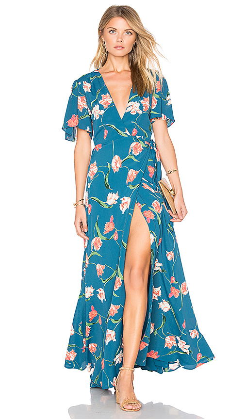 PRIVACY PLEASE PLAZA KIMONO DRESS Teal Floral Print revolve almost summer sale