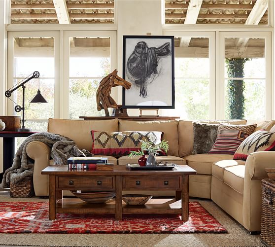 Pottery Barn BENCHWRIGHT RECTANGULAR COFFEE TABLE Rustic Mahogany Finish pottery barn memorial day stock up sale