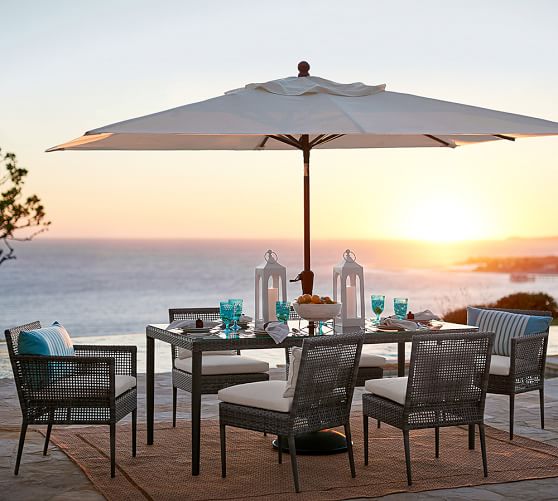 Pottery Barn CAMMERAY ALL-WEATHER WICKER RECTANGULAR DINING TABLE & CHAIR SET pottery barn premier sale event