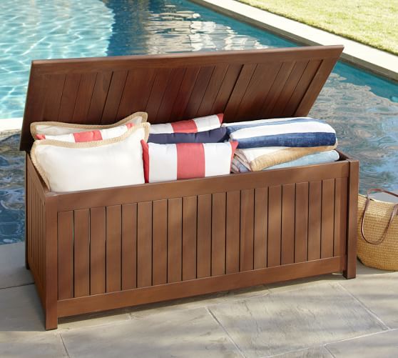 Pottery Barn CHATHAM STORAGE BENCH - DARK HONEY pottery barn premier sale event