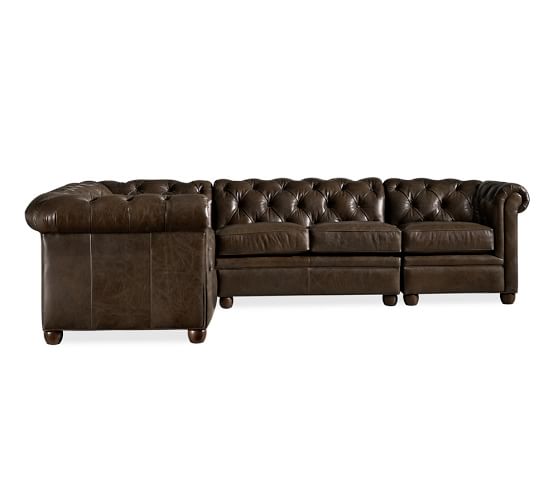 Pottery Barn CHESTERFIELD LEATHER 4-PIECE SECTIONAL pottery barn premier event sale