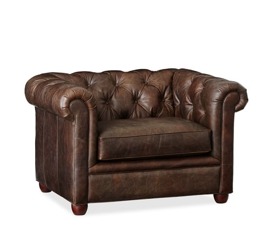Pottery Barn CHESTERFIELD TUFTED LEATHER ARMCHAIR pottery barn premier sale