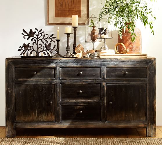 Pottery Barn DAWSON MEDIA CONSOLE Weathered Black pottery barn memorial day stock up sale