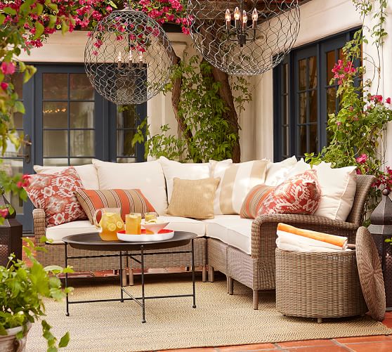 Pottery Barn GEORGIA SECTIONAL SET Gray Finish outdoor furniture memorial day weekend sale 50 percent off
