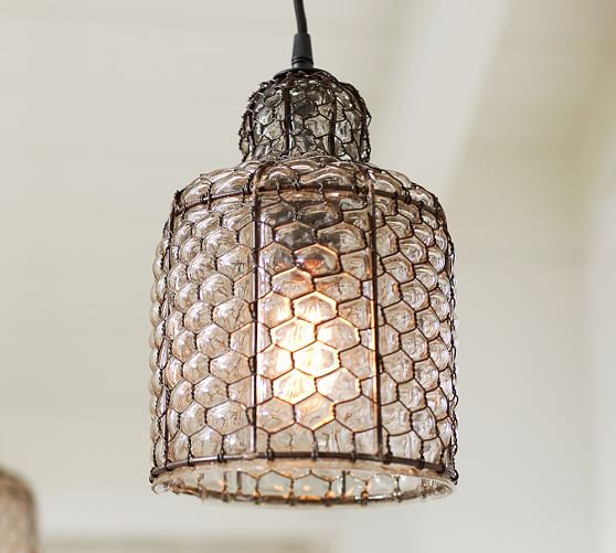 Pottery Barn HARLOWE WIRE & GLASS INDOOR/OUTDOOR PENDANT pottery barn memorial day sale