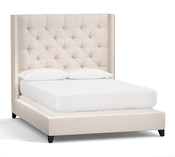 Pottery Barn HARPER UPHOLSTERED TUFTED TALL BED & HEADBOARD pottery barn premier sale