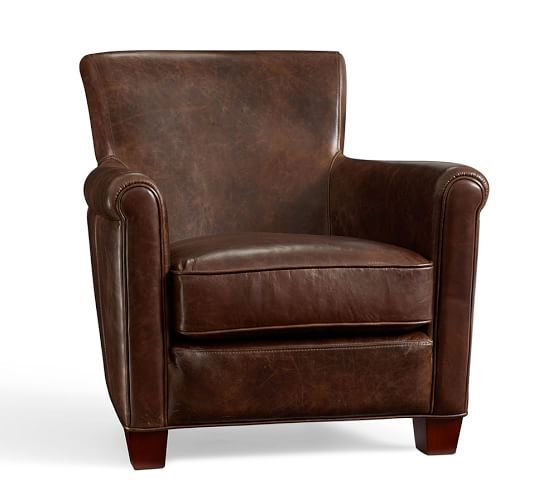 Pottery Barn IRVING LEATHER ARMCHAIR Molasses pottery barn premier day sale