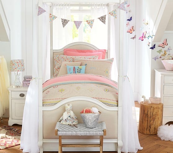 Pottery Barn Kids Remy Canopy Bed, Aged White pottery barn kids memorial day sale
