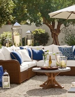 Pottery Barn PALMETTO ALL-WEATHER WICKER SECTIONAL SET - HONEY outdoor furniture sale 50 percent off summer