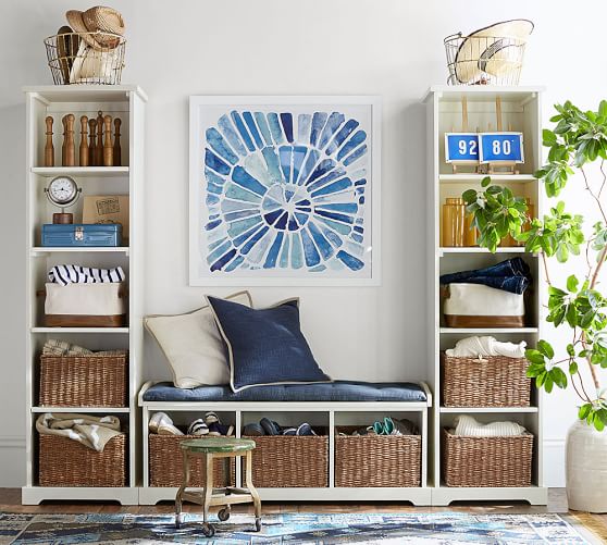 Pottery Barn SAMANTHA 3-PIECE BENCH & BOOKCASE ENTRYWAY SET Antique White pottery barn Premier sale 