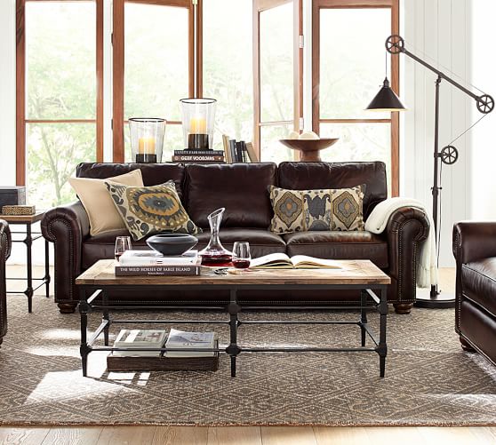 Pottery Barn WEBSTER SOFA COLLECTION LEGACY TOBACCO Leather pottery barn buy more save more sale memorial day 