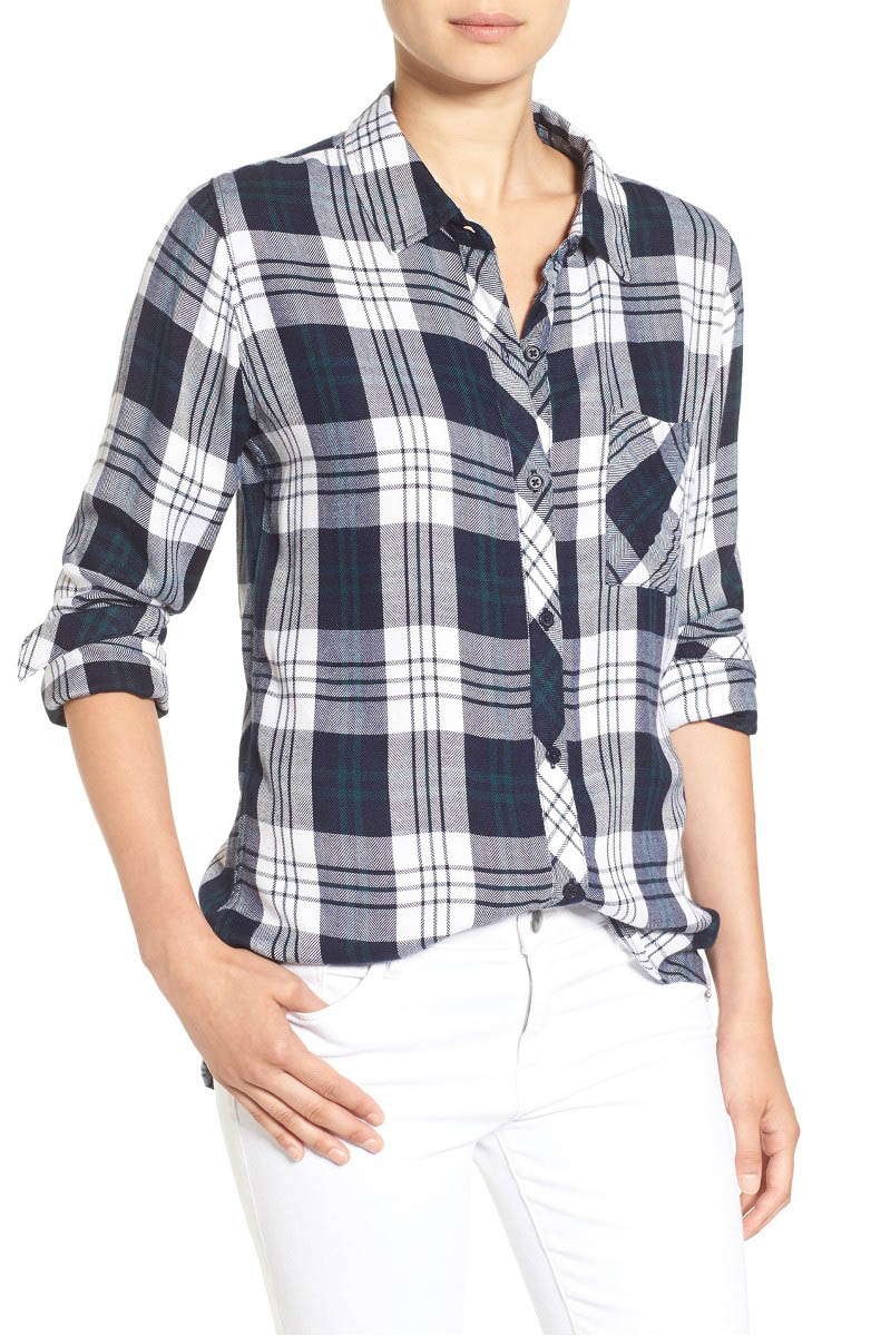 RAILS Hunter Plaid Shirt White Navy Forest Nordstrom half yearly sale