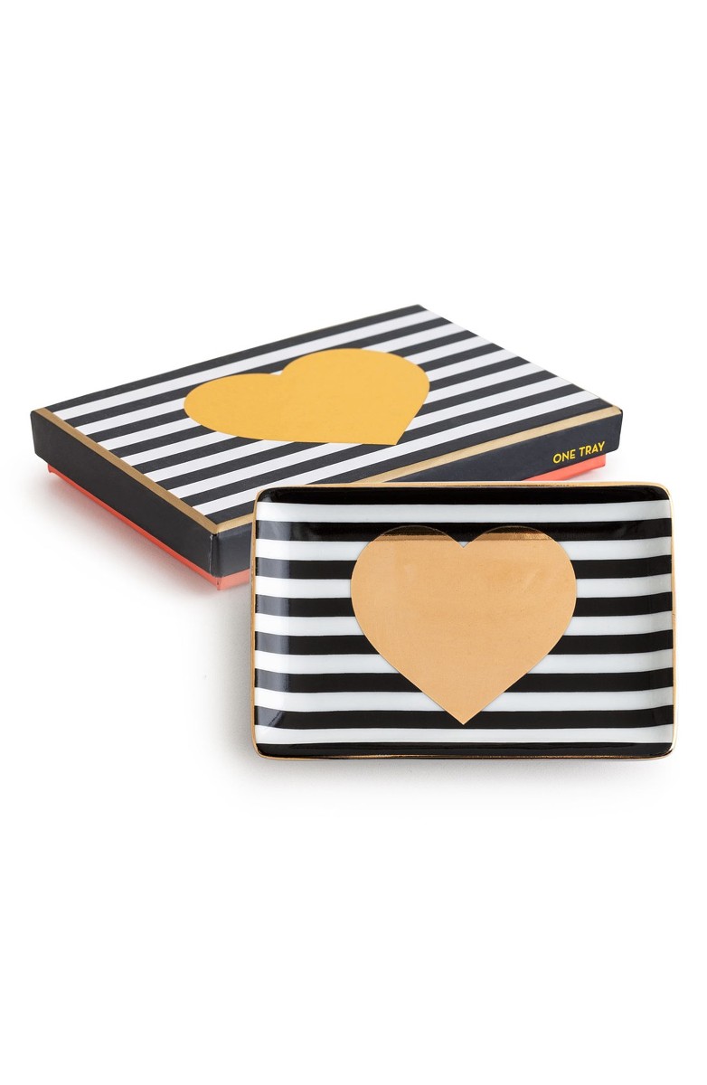 ROSANNA Heart Stripe Porcelain Tray Black White Gold Nordstrom half yearly sale