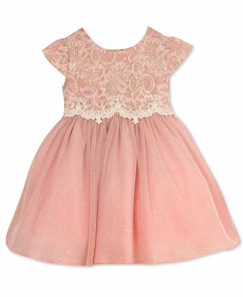 Rare Editions Baby Girls' Lace-Bodice Dress Pink lace dresses for baby girls