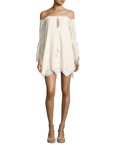 Red Carter Deidra Off-the-Shoulder Lace Dress Off White off the shoulder dresses summer 2017