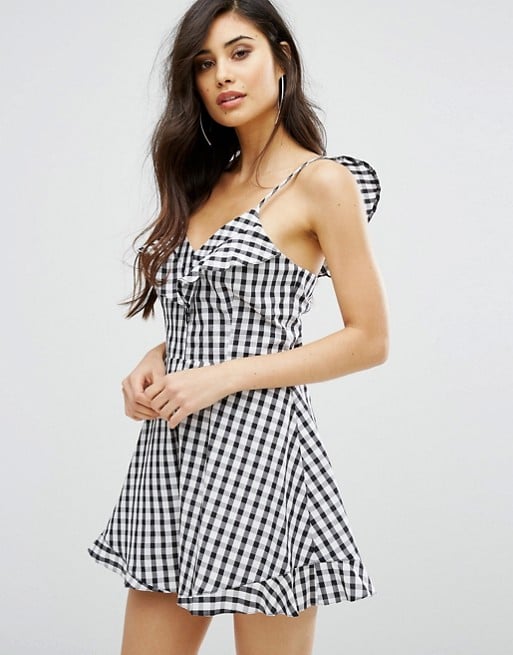 River Island Gingham Romper With Frill Hem Black Gingham rompers spring 2017