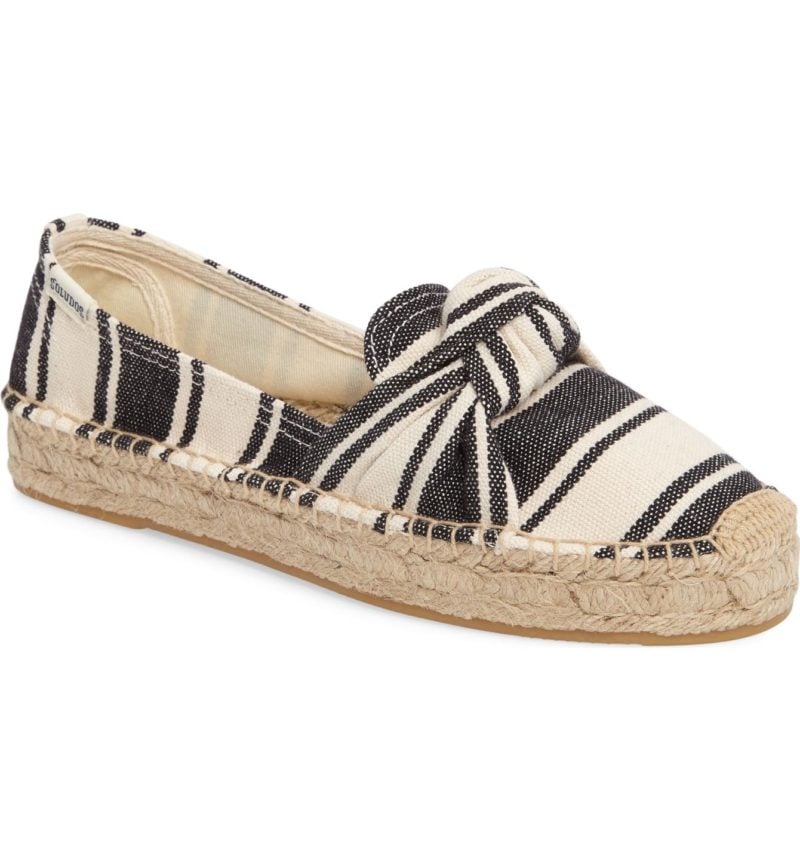 SOLUDOS Knotted Smoking Slipper Flat Natural Black Canvas espadrilles summer 2017