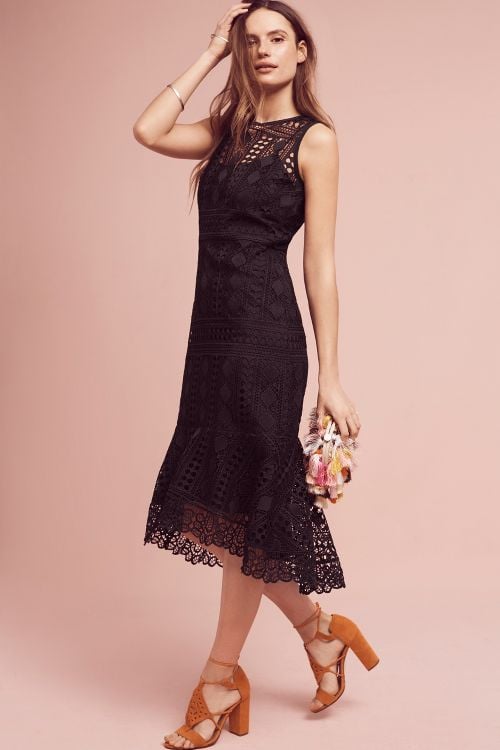 Shoshanna Annalise Trumpet Dress Black Lace ruffle hem dresses summer wedding guests